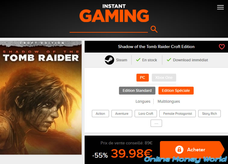 Buy your PC games cheaper and legally with Instant-Gaming - Online