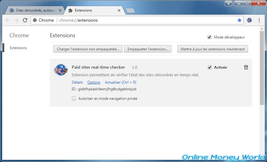 Liste des extension installées dans Google Chrome