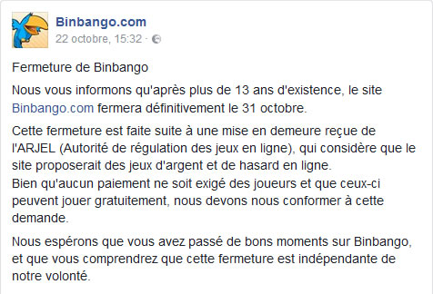 Fermeture de Binbango