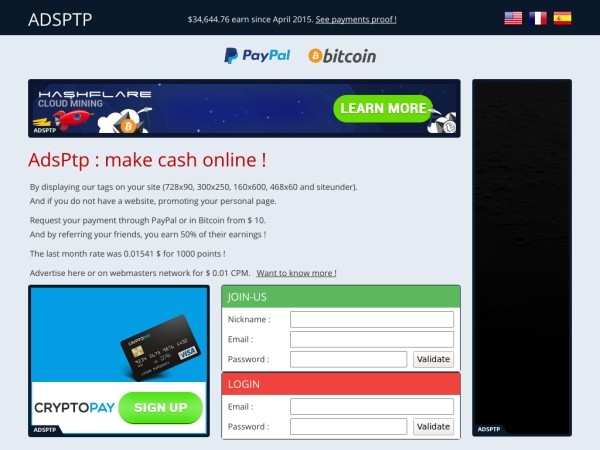 AdsPtp - PTP (pages de promotion) - Online Money World